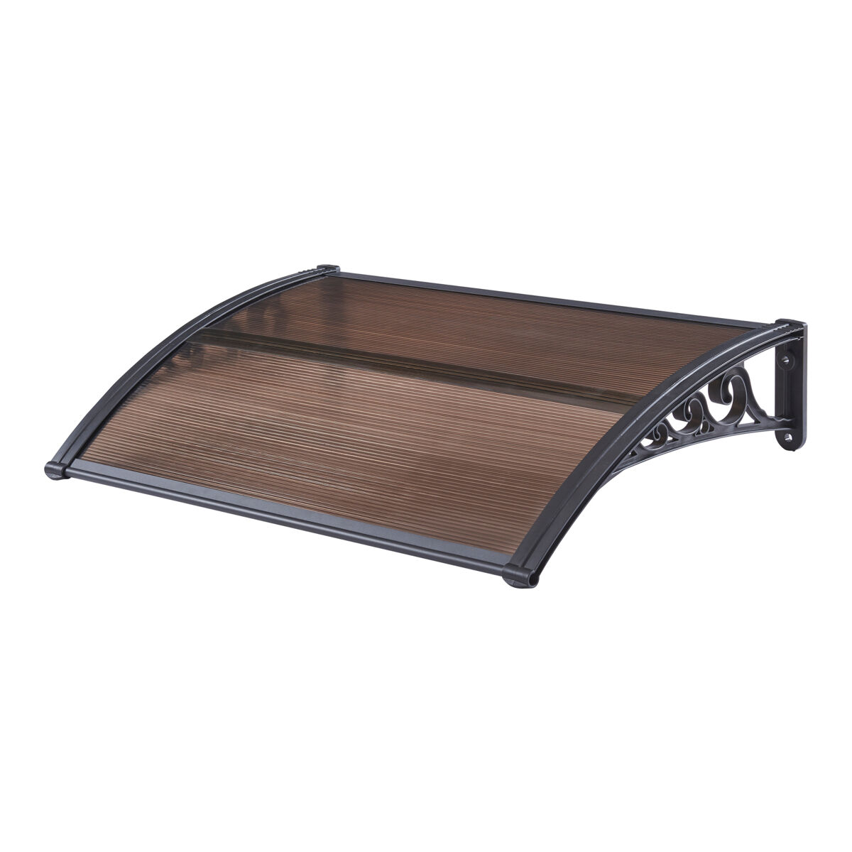Toldo exterior mellerud para portas com proteção policarbonato / plástico 100 x 60 cm - preto e castanho [en.casa]