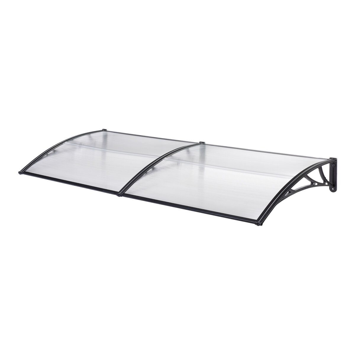 Toldo exterior mellerud para portas com proteção policarbonato / plástico 300 x 100 cm - transparente e preto [en.casa]