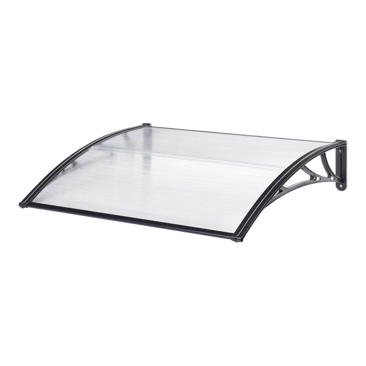 Toldo exterior mellerud para portas com proteção policarbonato / proteção plástica 150 x 100 cm - transparente e preto [en.casa]