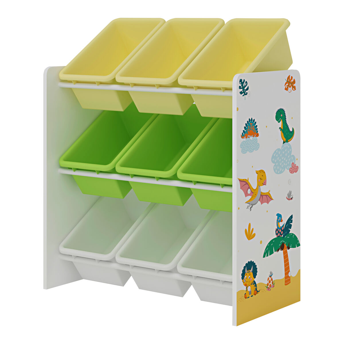 Étagère para enfants muxía 3 níveis dinossauro aglomerado/plástico 60 x 62 x 27 cm multicolor [en.casa]