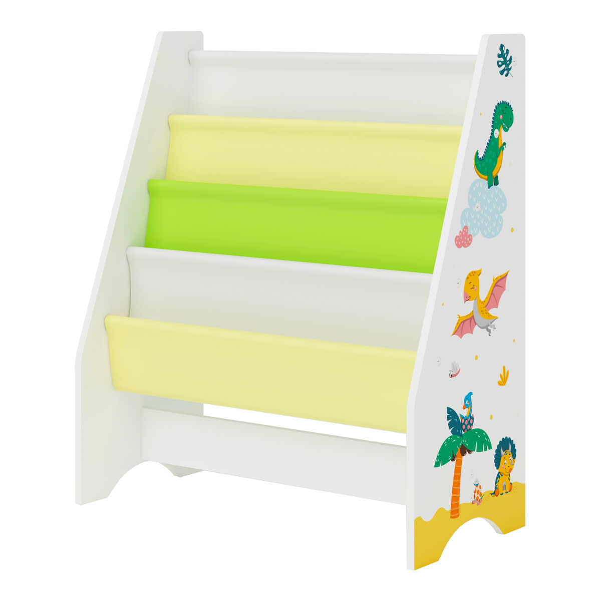 Étagère para enfants fisterra 4 níveis dinossauro aglomerado/poliéster 74 x 62 x 29 cm multicolor [en.casa]