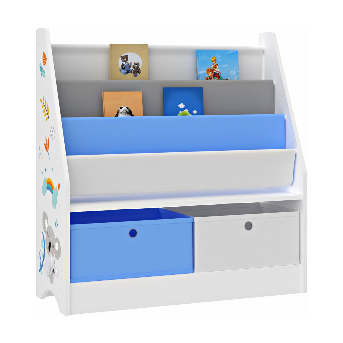 Étagère infantil neda com motivo de coala 74 x 71 x 23 cm blanc/bleu/gris [en.casa]