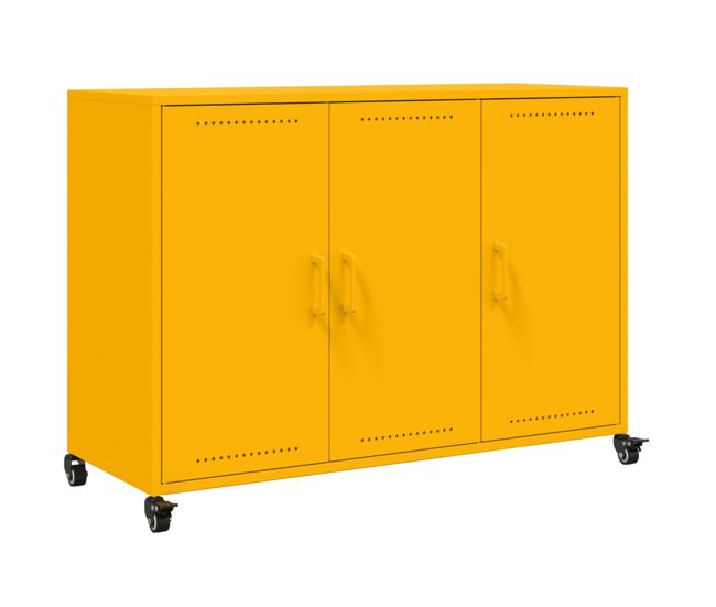 Vidaxl aparador 100,5x39x72 cm aço amarelo mostarda