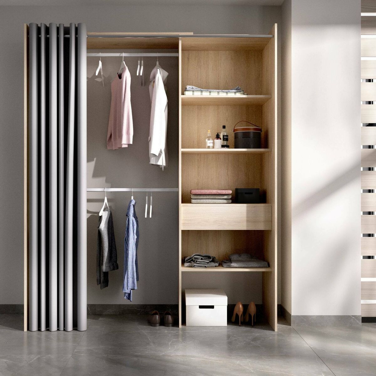 Guarda-roupa grande com efeito de madeira