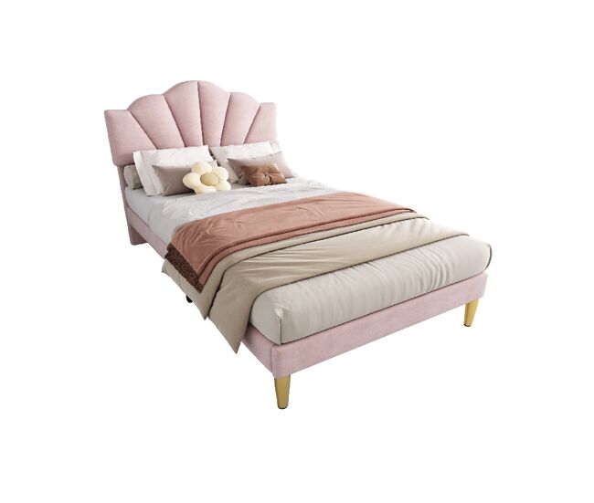 Cama de solteiro de veludo 90x200cm,rosa