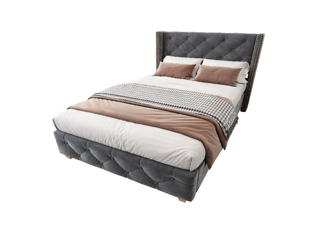 Cama de solteiro de veludo 90x200cm,cinzento
