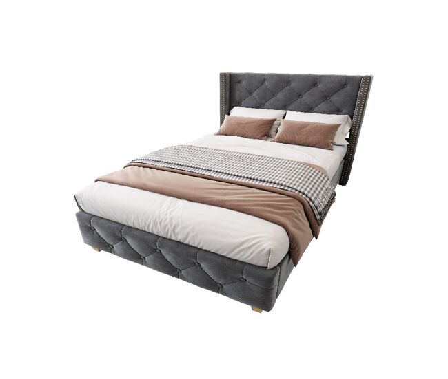 Cama de solteiro de veludo 90x200cm,cinzento