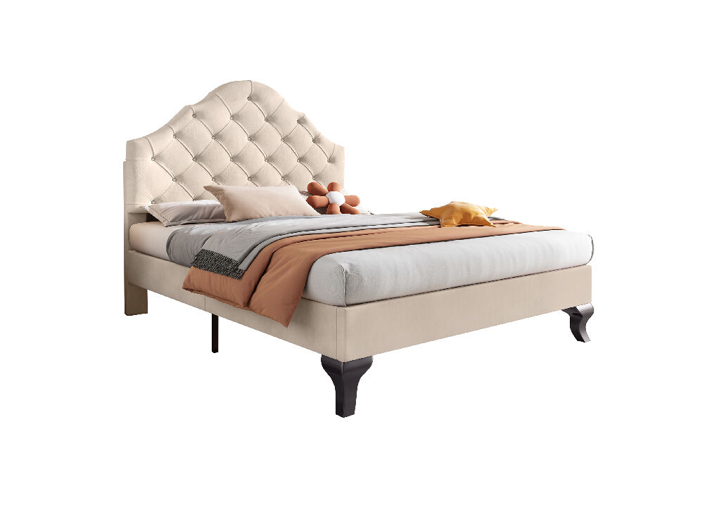 Cama de solteiro de veludo 90x200cm,bege
