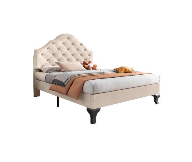 Cama de solteiro de veludo 90x200cm,bege