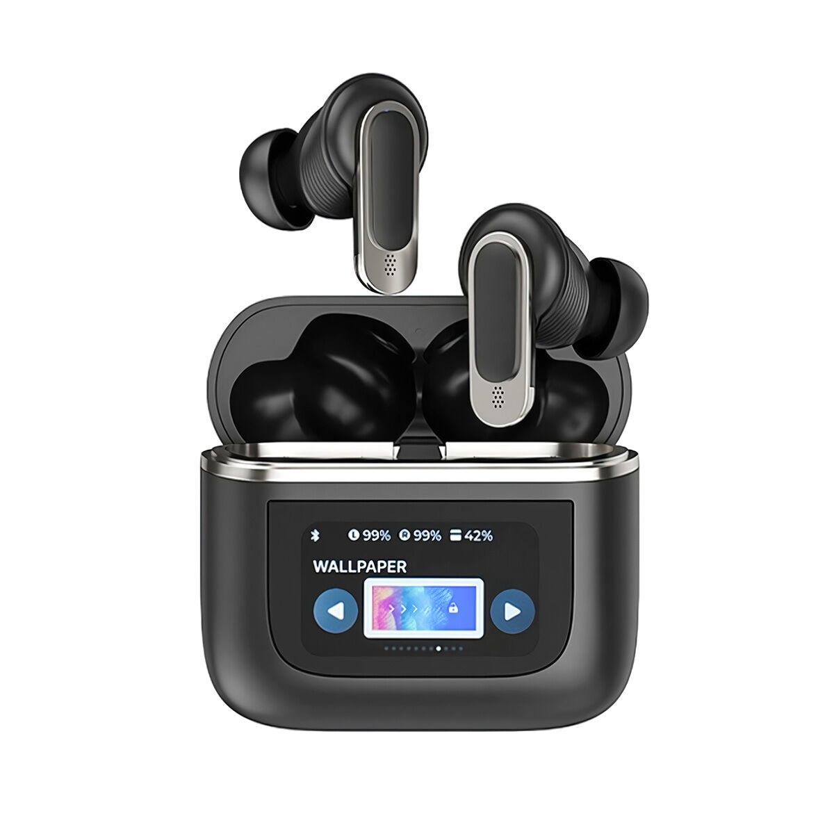 Auriculares bluetooth klack com cancelamento de ruído real (anc) e ecrã tátil inteligente para controlo total