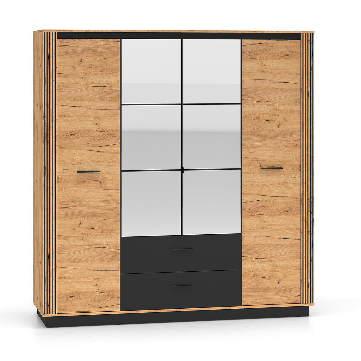 Roupeiro solal madeira e noir com 4 portas e 2 gavetas