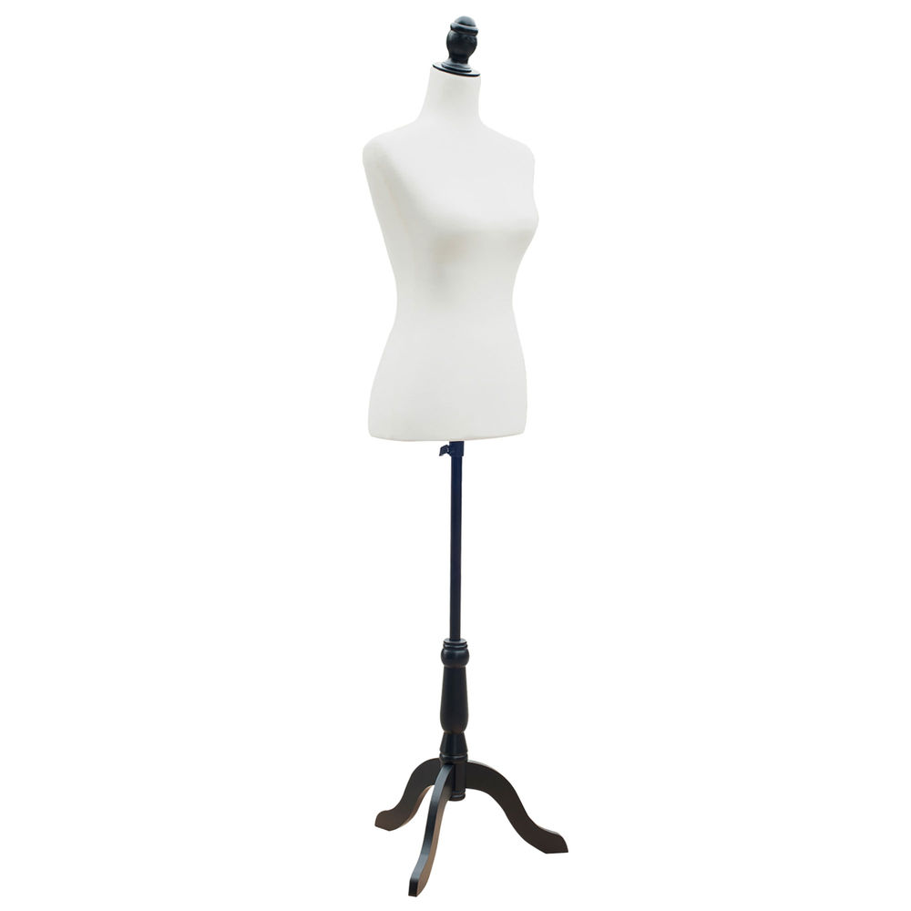 Homcom manequim de costura feminino manequim de costura ajustável a 130-168 cm com tripé de madeira para fotografia de moda exposição de roupas branco