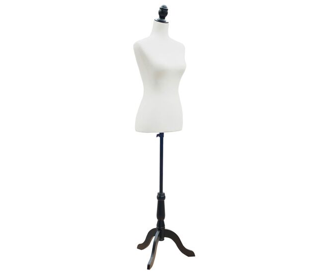 Homcom manequim de costura feminino manequim de costura ajustável a 130-168 cm com tripé de madeira para fotografia de moda exposição de roupas branco