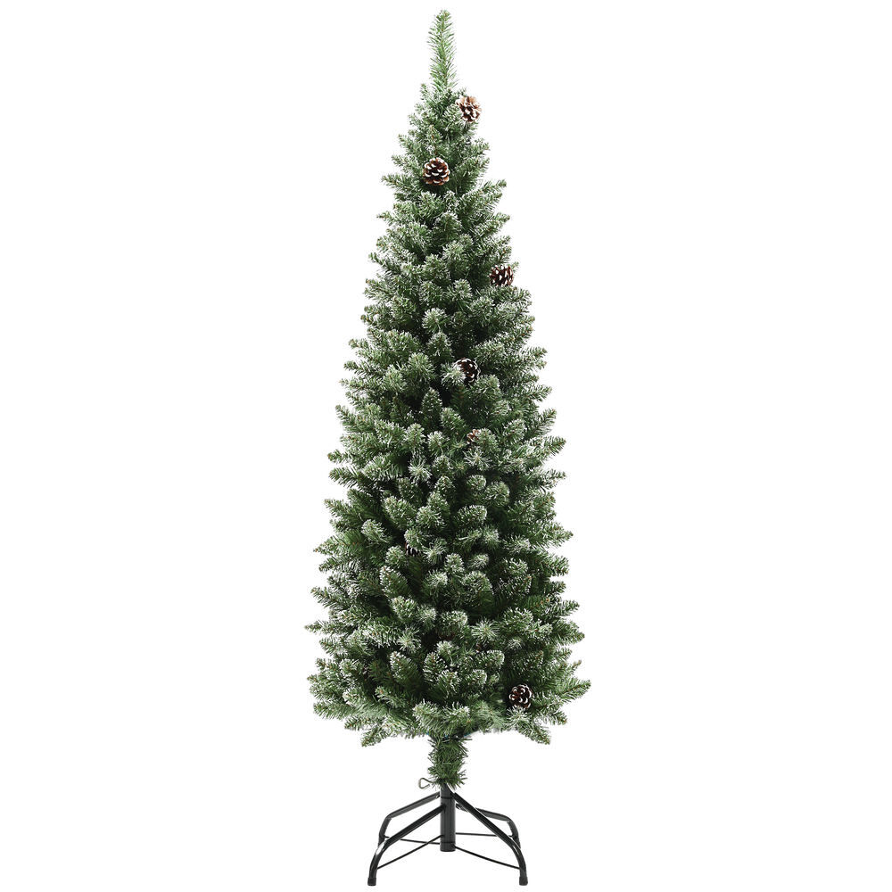 Homcom árvore de natal 150 cm árvore de natal artificial com 395 ramos e suporte de metal árvore de natal para sala de estar interior verde