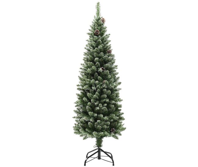 Homcom árvore de natal 150 cm árvore de natal artificial com 395 ramos e suporte de metal árvore de natal para sala de estar interior verde
