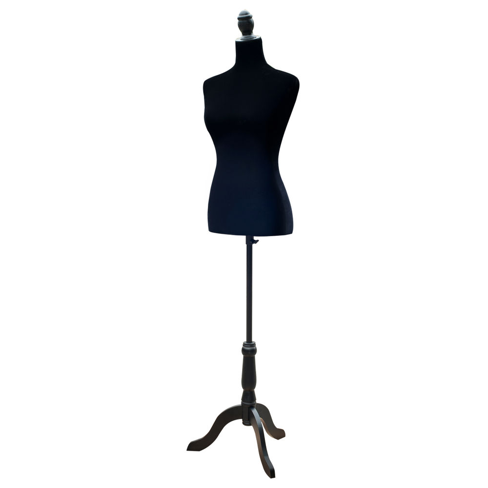 Homcom manequim de costura feminino manequim de costura ajustável a 130-168 cm com tripé de madeira para fotografia de moda exposição de roupas preto