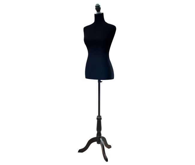 Homcom manequim de costura feminino manequim de costura ajustável a 130-168 cm com tripé de madeira para fotografia de moda exposição de roupas preto
