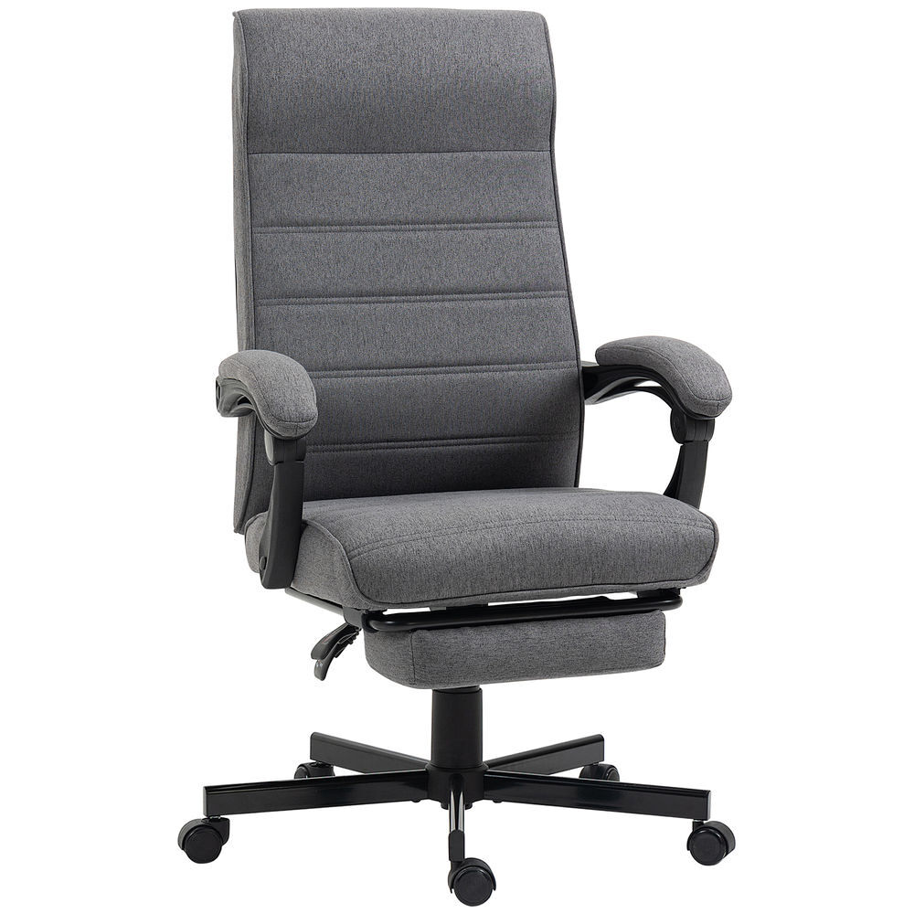 Vinsetto cadeira de escritório giratória cadeira de escritório reclinável com altura ajustável apoio para os braços apoio para os pés retrátil para sala de estar escritório estúdio carga 20kg 68x67x106-114 cm gris