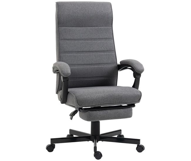 Vinsetto cadeira de escritório giratória cadeira de escritório reclinável com altura ajustável apoio para os braços apoio para os pés retrátil para sala de estar escritório estúdio carga 20kg 68x67x106-114 cm gris