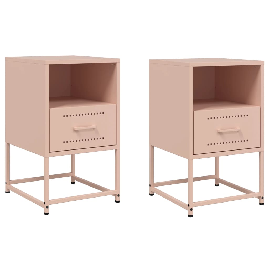 Vidaxl mesas de cabeceira 2 pcs 36x39x60,5 cm aço rosa