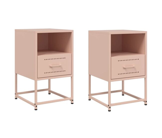 Vidaxl mesas de cabeceira 2 pcs 36x39x60,5 cm aço rosa