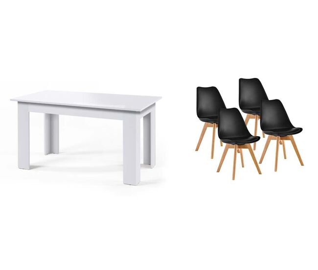 Pack mesa fixa de jantar ou cozinha + 4 cadeiras nórdicas