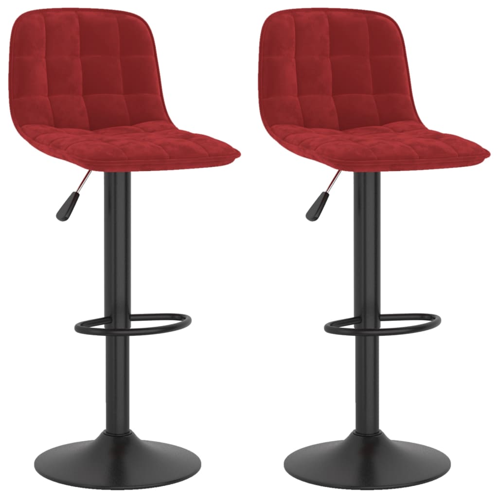 Vidaxl bancos de bar 2 pcs veludo vermelho tinto