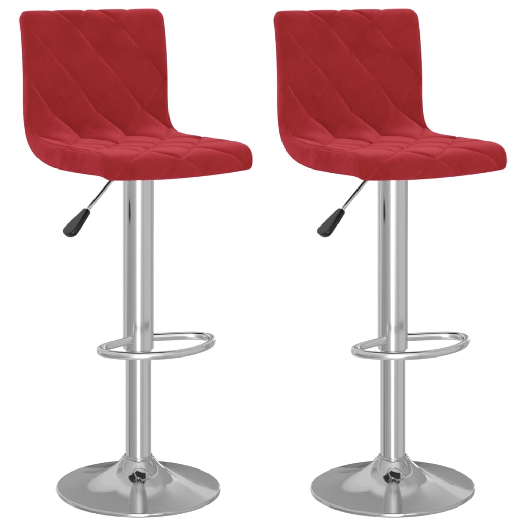 Vidaxl bancos de bar 2 pcs veludo vermelho tinto