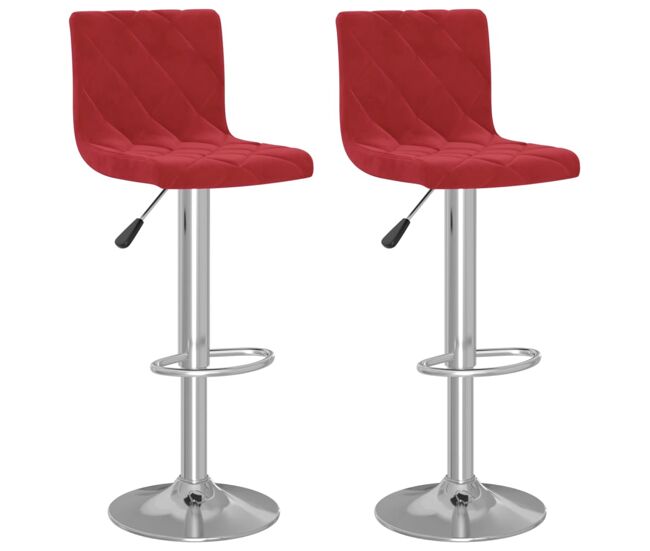 Vidaxl bancos de bar 2 pcs veludo vermelho tinto