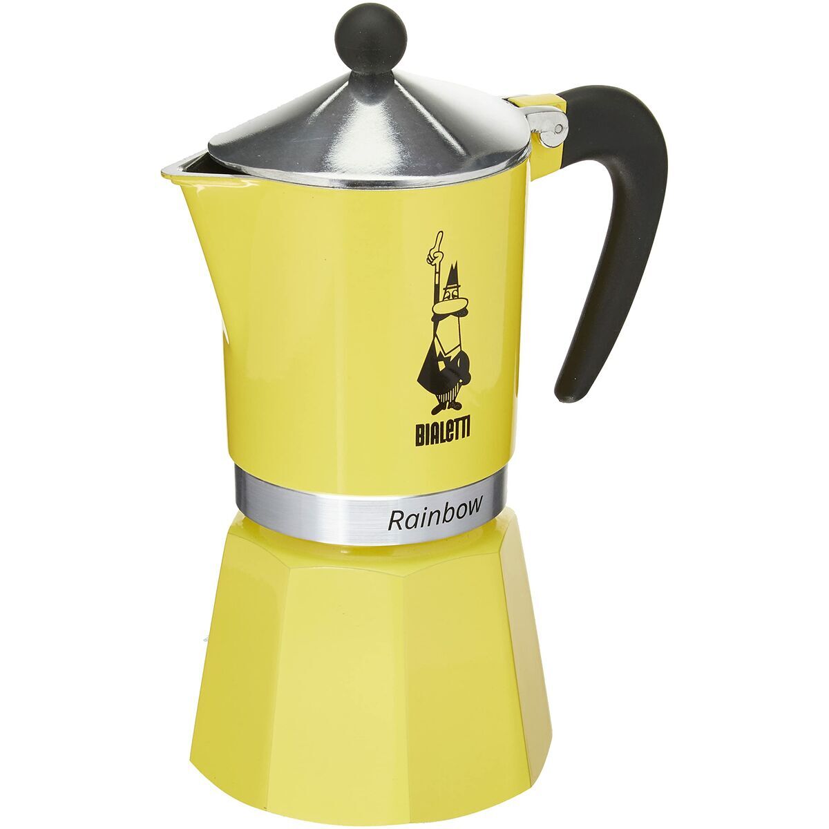 Cafetière italienne Bialetti Rainbow jaune métal aluminium 300 ml 6 tasses