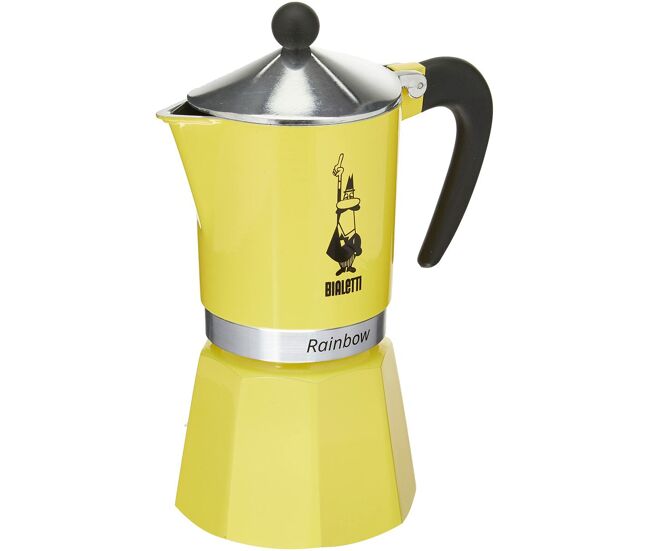 Cafetière italienne Bialetti Rainbow jaune métal aluminium 300 ml 6 tasses