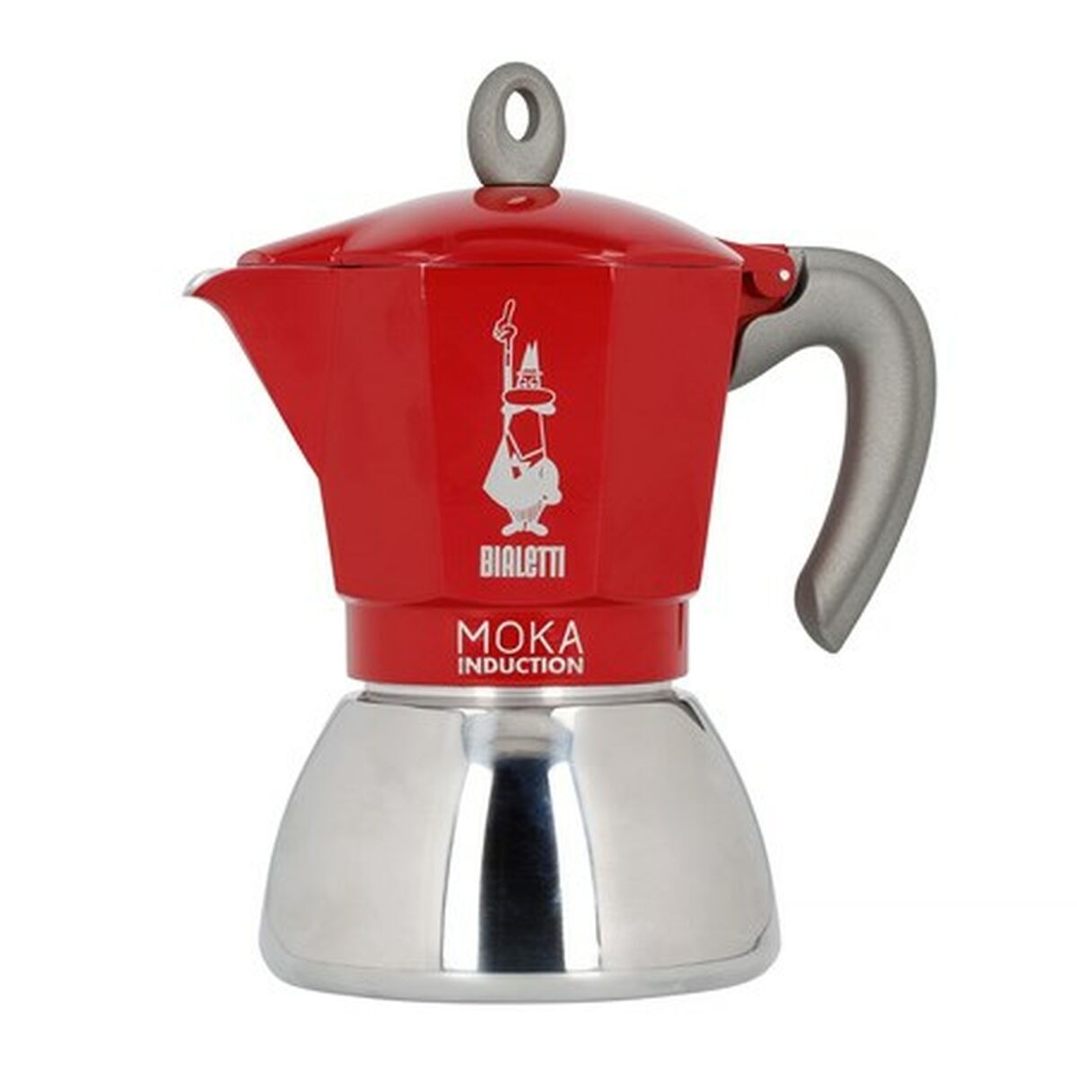 Cafeteira italiana bialetti moka induction preto vermelho metal aço inoxidável alumínio 300 ml 6 copos
