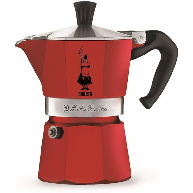 Cafeteira italiana bialetti moka vermelho 3 kopjes metal alumínio (3 unidades)