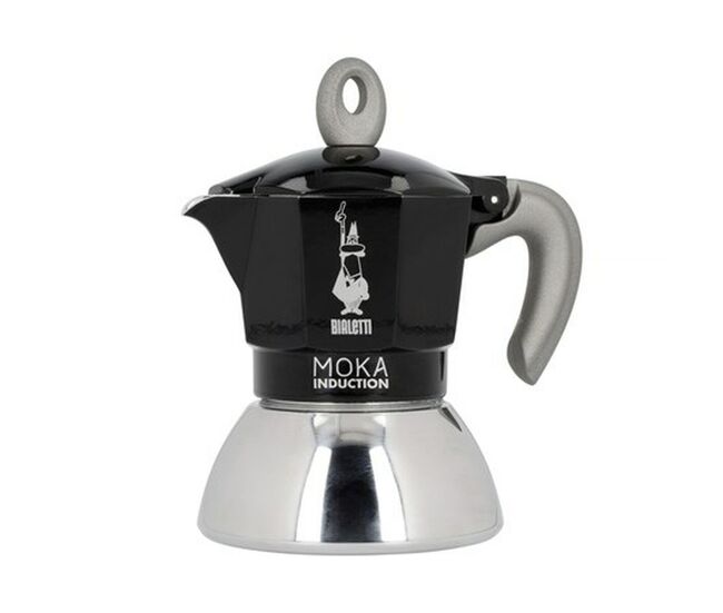 Cafetière italiana bialetti moka induction noir metal acier inox alumínio 100 ml 2 kopjes