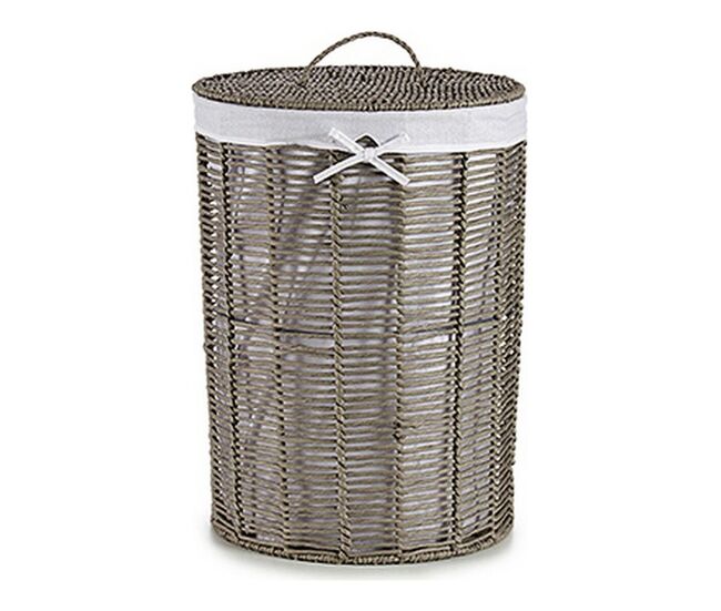 Cesto da roupa cinzento tecido vime (2 peças) (44 x 56 x 44 cm) (39 x 39 x 50,5 cm)