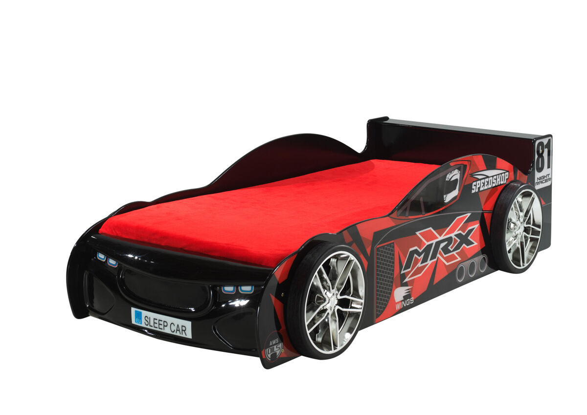 Cama de solteiro infantil auto ksb005 90x200 cm preto
