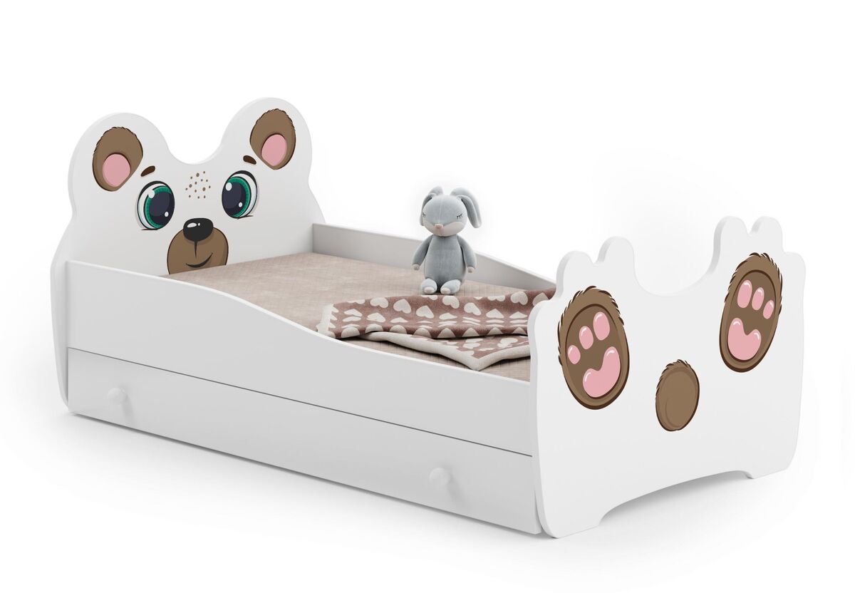 Cama de solteiro infantil animals ksb015 70x140 cm branco