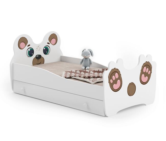 Cama de solteiro infantil animals ksb015 70x140 cm branco