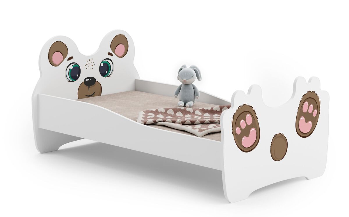 Cama de solteiro infantil animals ksb015 70x140 cm branco