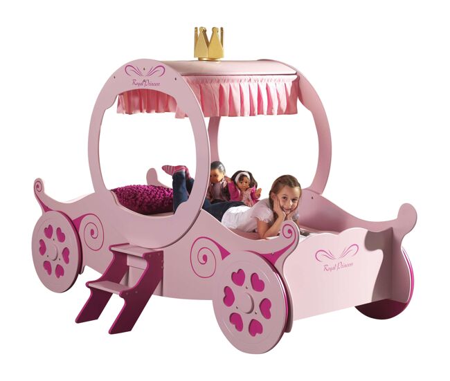 Cama de solteiro infantil auto ksb005 90x200 cm rosa