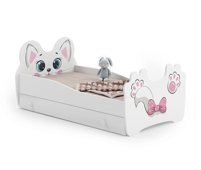 Cama de solteiro infantil animals ksb001 80x160 cm branco