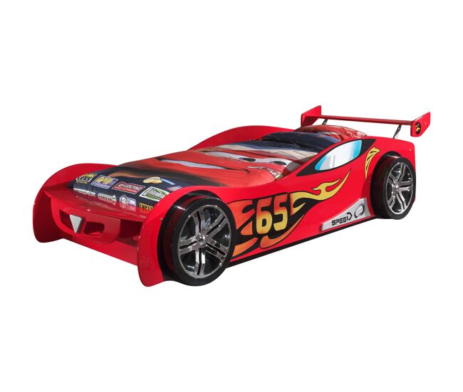 Cama de solteiro infantil auto ksb005 90x200 cm vermelho