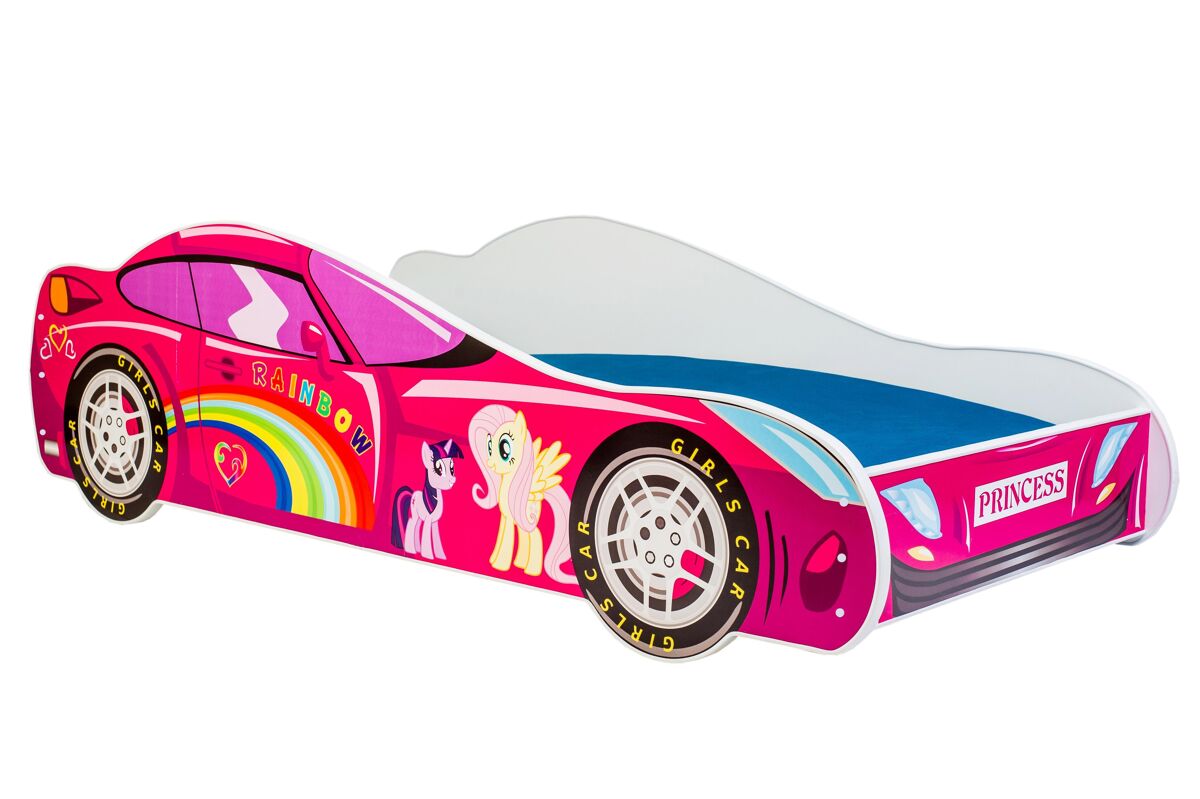 Cama de solteiro infantil car ksb001 80x160 cm rosa