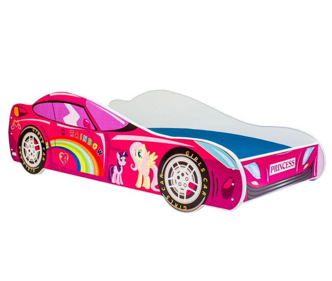 Cama de solteiro infantil car ksb001 80x160 cm rosa