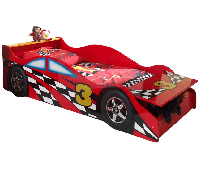Cama de solteiro infantil auto ksb015 70x140 cm vermelho