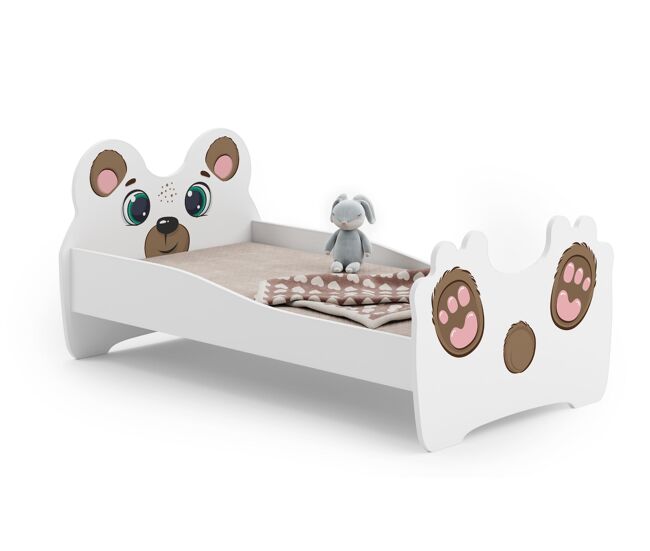 Cama de solteiro infantil animals ksb001 80x160 cm branco