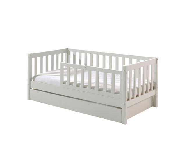 Cama vipack tod 70x140 com estrado de molas e gaveta - blanc