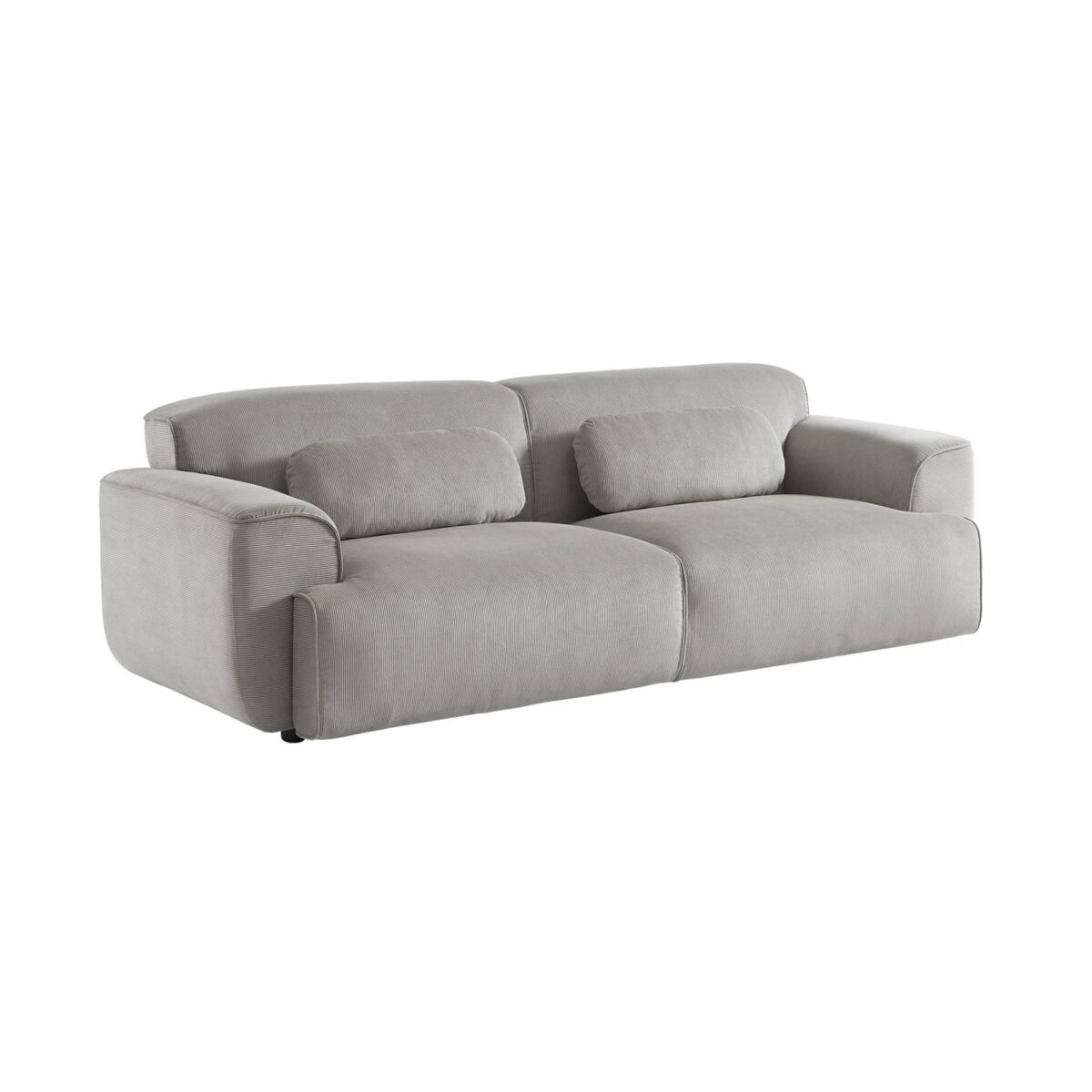 Sofá de 3 lugares, tecido de veludo cotelê gris claro, 2 almofadas amovíveis, wallas l 230 x p 98 x a 73cm