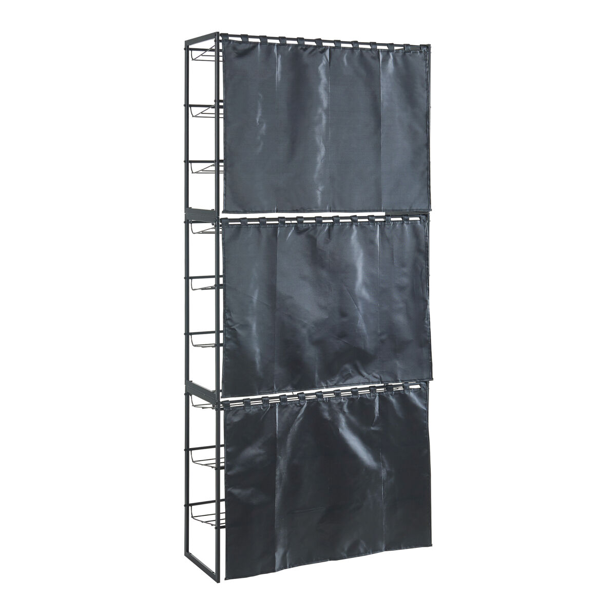Conjunto de 3 sapateiras sel com cortina - preto [en.casa]