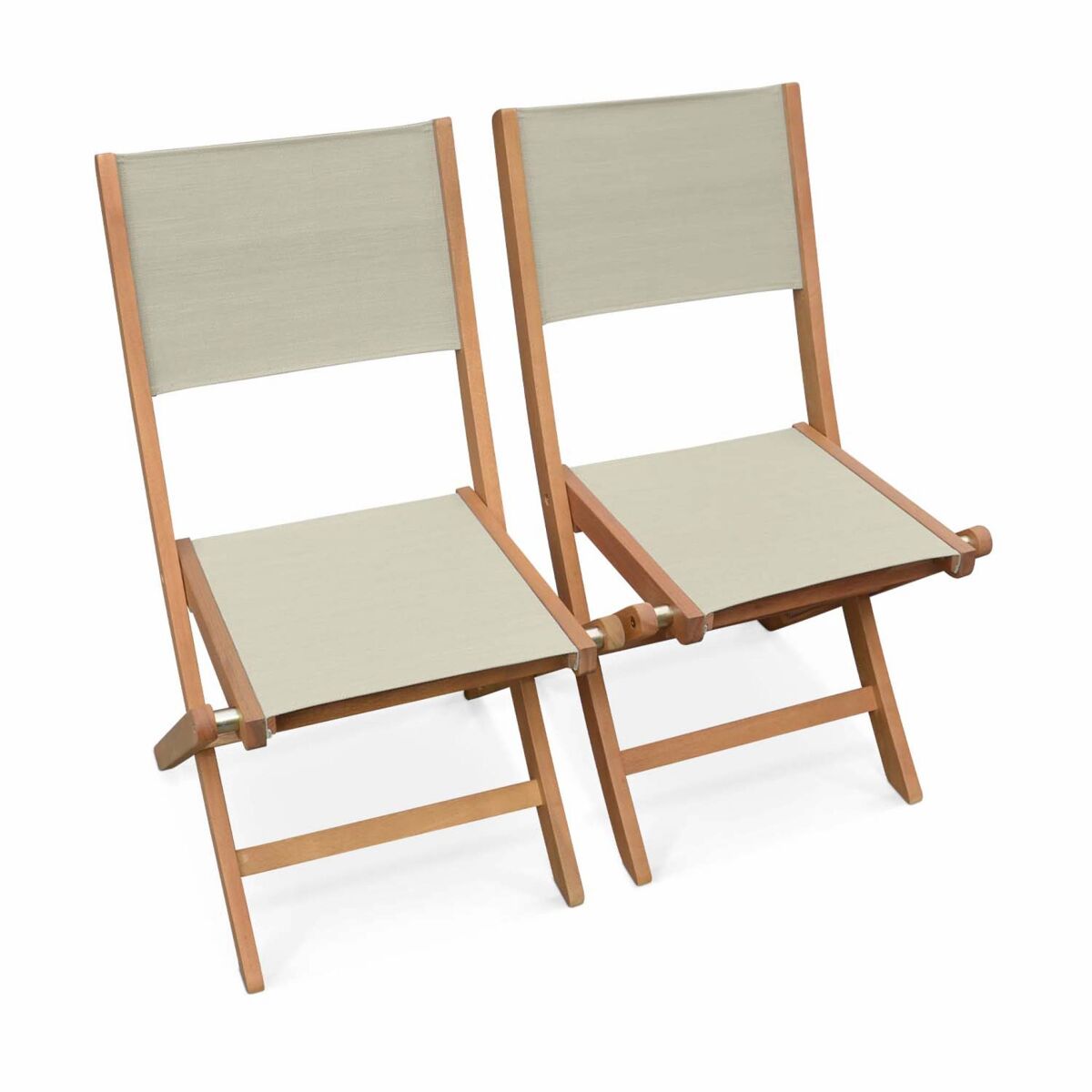 Cadeira de jardim dobrável em madeira, set de 2, almeria, gris taupe, 50x58.7x89 cm